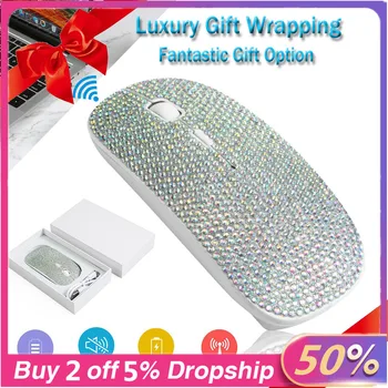 

2020 Gaming Mouse Dazzling Rechargeable 2.4g Wireless Mouse Covered With Rhinestone Crystal Gift Мышь Мышка Dropshipping