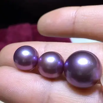 

Pearls 1030 100% Natural Fresh Water Purple Pearl 9-15mm Round Purple Pearls Loose Gems Loose Pearls