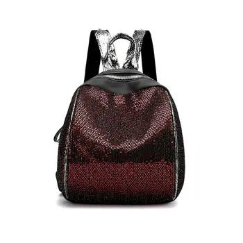 

2019 New Fashion Women’s PU Leather Small Backpack Girls Glitter Sequins Pattern Portable Travel School Bag