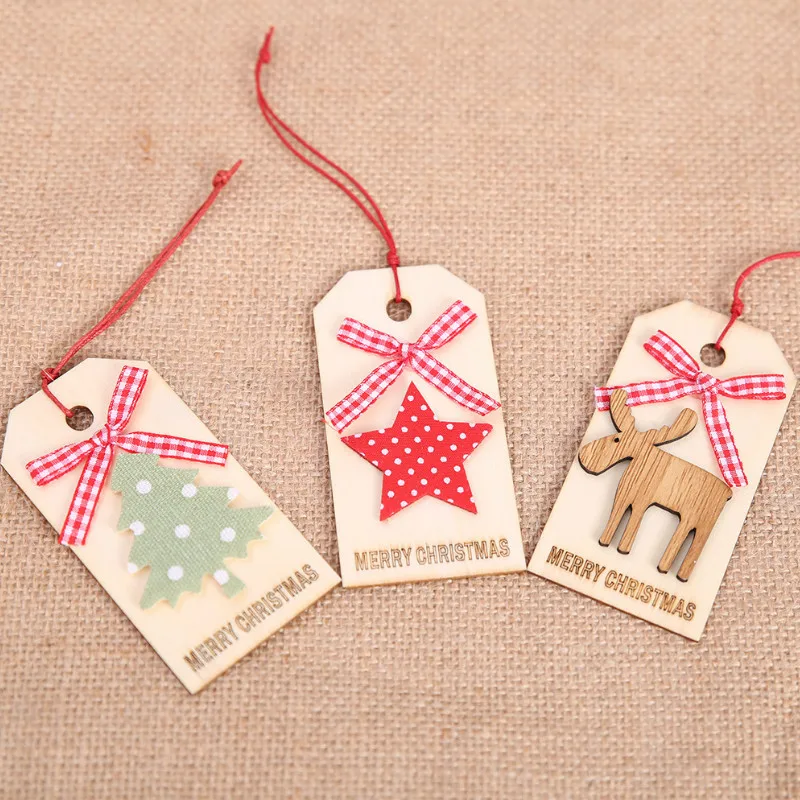 Xmas Tree Ornaments Decor DIY Wood Crafts Merry Christmas Pendant Ornaments Gifts Christmas Decorations for Home