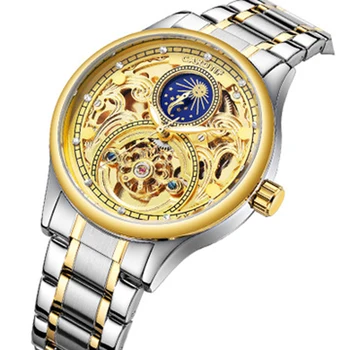 

CAROTIF Skeleton Full Steel Men Watches Reloj Hombre Automatic Mechanical Watch Men Dress Business Male Watch erkek kol saati