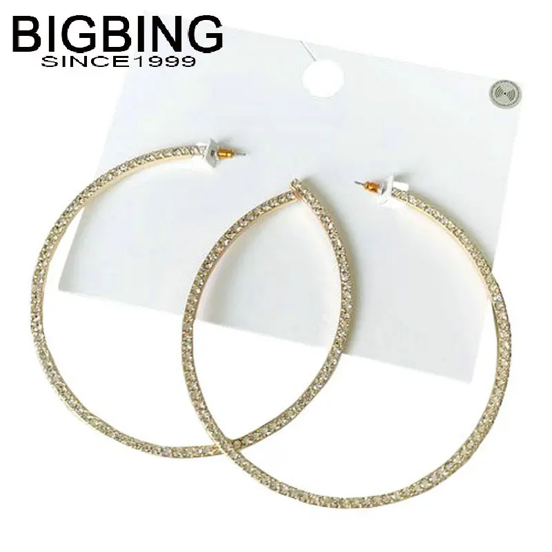 T060 BIGBING ювелирные изделия золотое с цельными круглыми кристаллами, круглые серьги-гвоздики серьгы, модные серьги, набор, Модные женские ювелирные изделия хорошего качества
