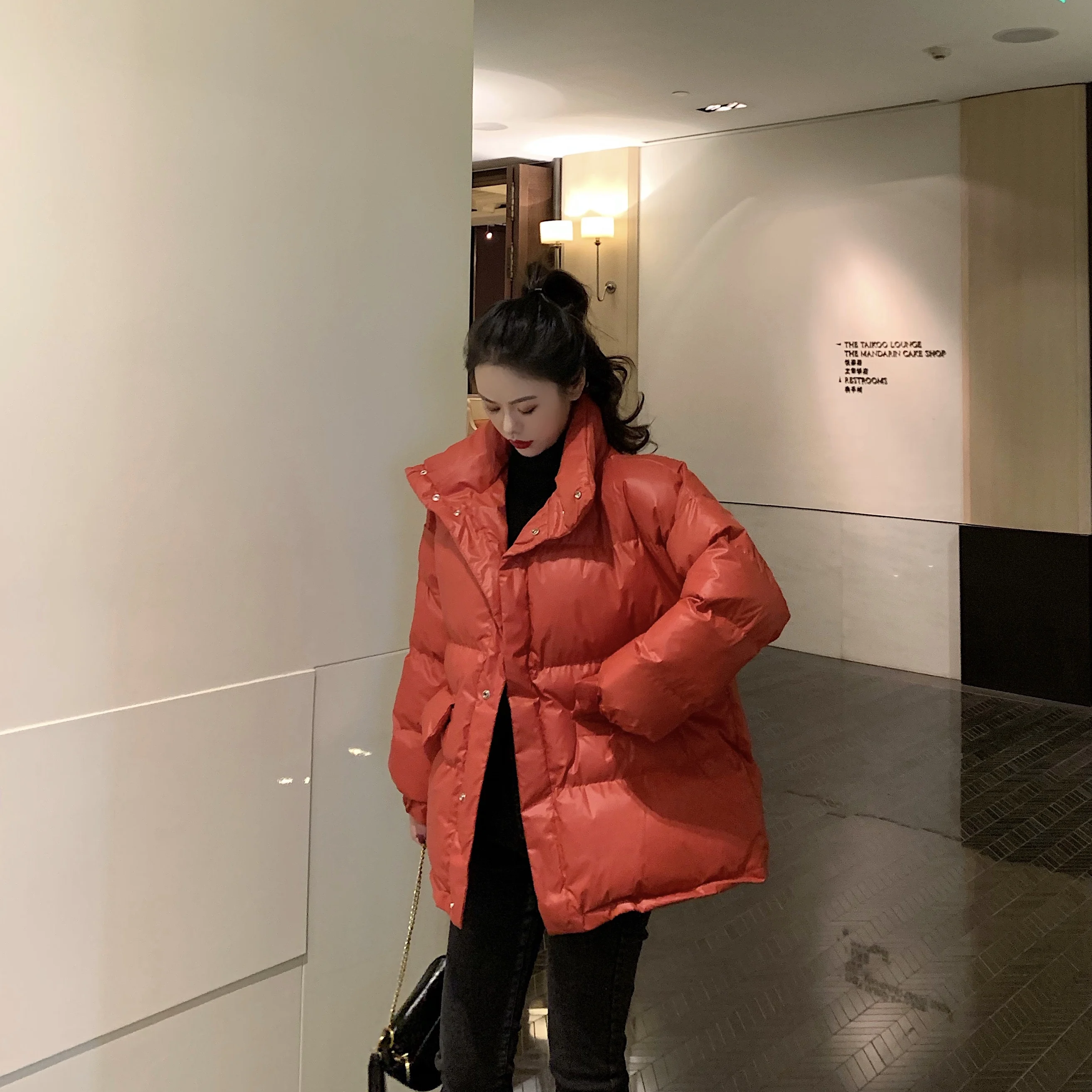 EAD Новое хлопковое пальто зима длинный хлопковый костюм Корейская версия свободный толстый пояс куртка женская - Цвет: Red