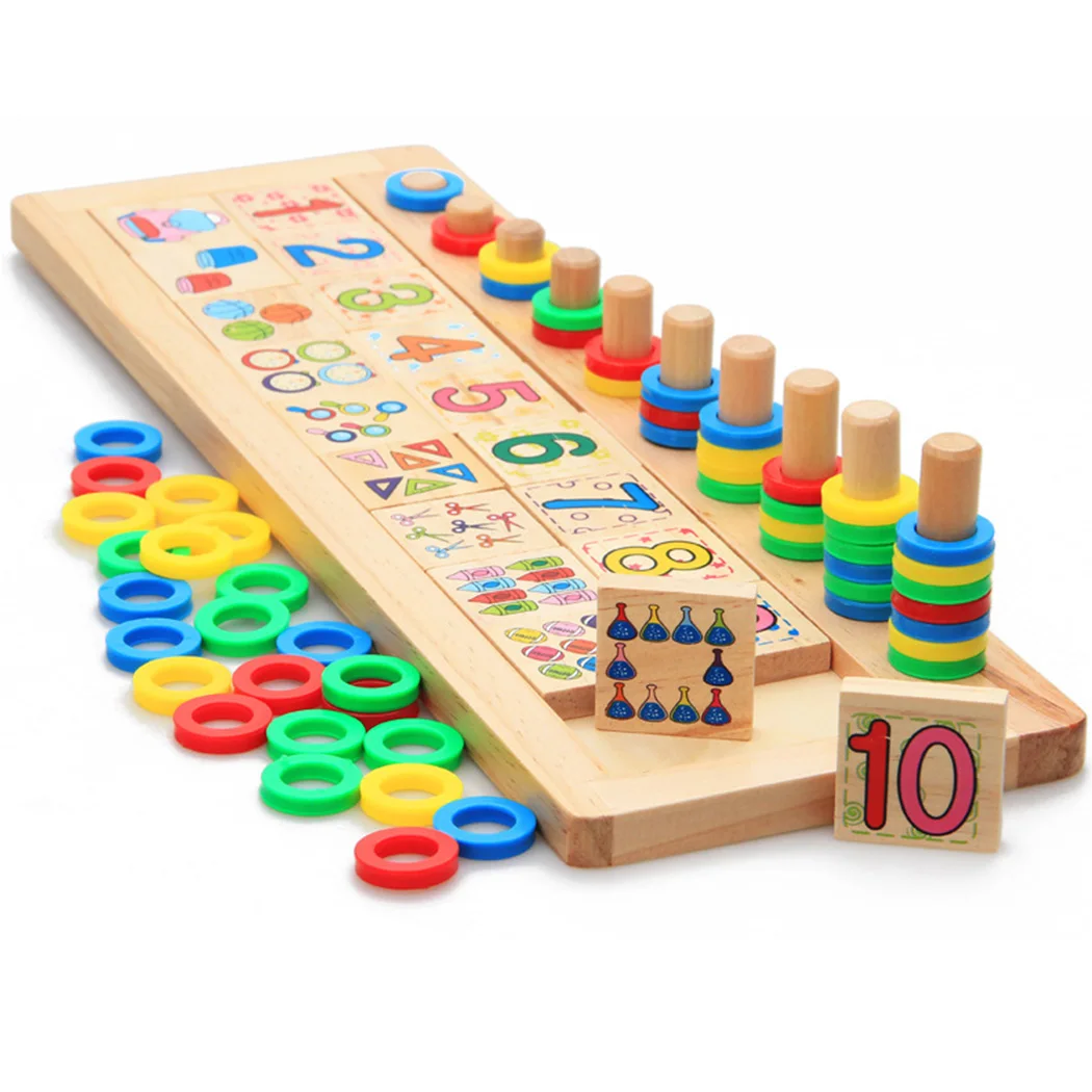 Kids Wooden Montessori Materials Learning To Count Numbers Matching Early Education Teaching Math Toys Logarithmic Board