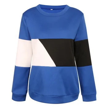 

Women Sweatshirt Loose Long Sleeve Pullovers Casual Tops Fashion Colorblock O Neck Sweatshirts Femal S02