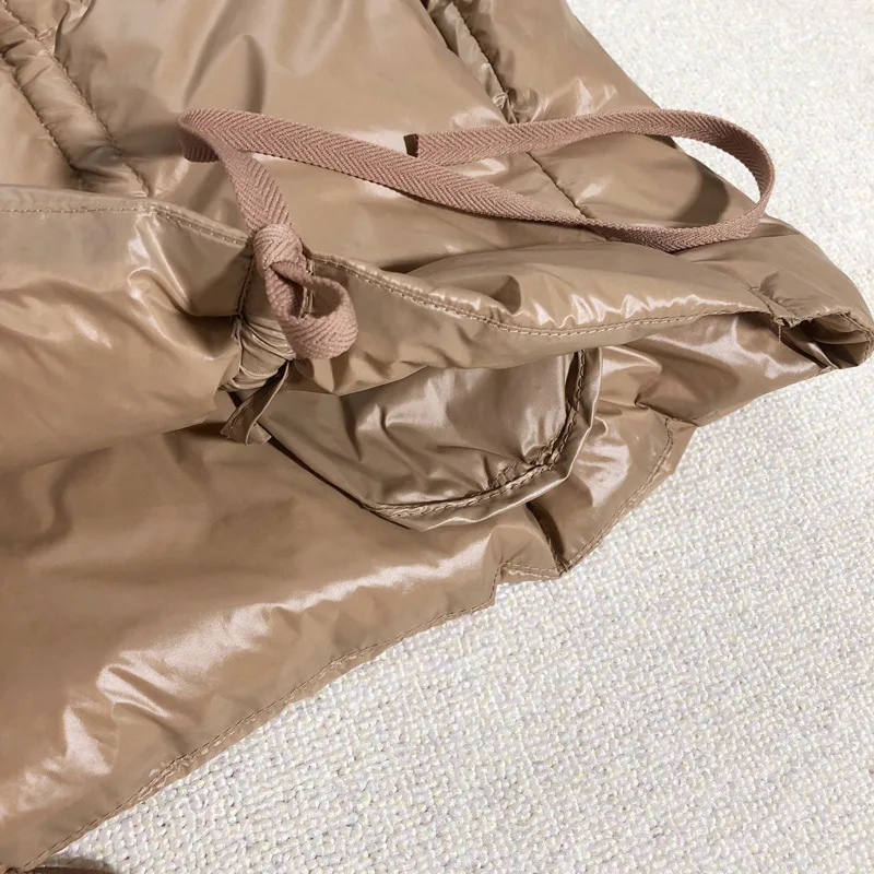 Drawstring Short down Jacket down Coat Women's New Products Casual Stand Collar White Duck down Jacket Coat
