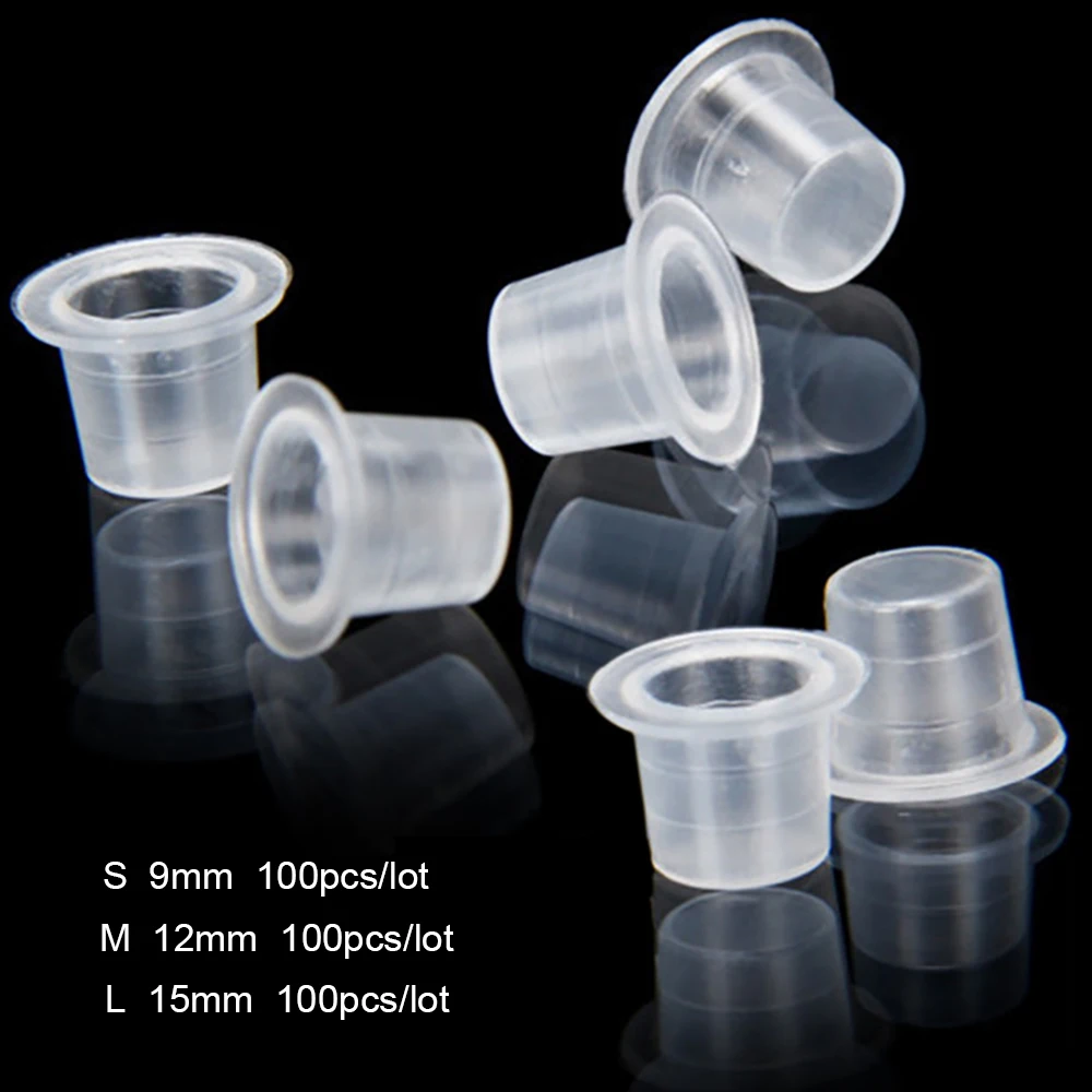 Cap Pigment Container Ink-Cup Grip Tattoo Clear-Holder Power-Supply Microblading Plastic