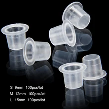 100Pcs Plastic Microblading Tattoo Ink Cup Cap Pigment Clear Holder Container S/M/L Size For Needle Tip Grip Power Supply