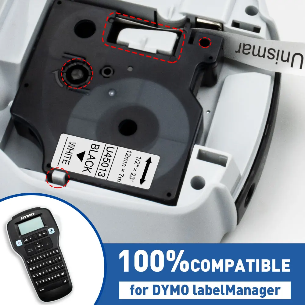 Cassette Ruban Dymo D1 Flexible noir sur Label Manager 210 D - PREMICE  COMPUTER