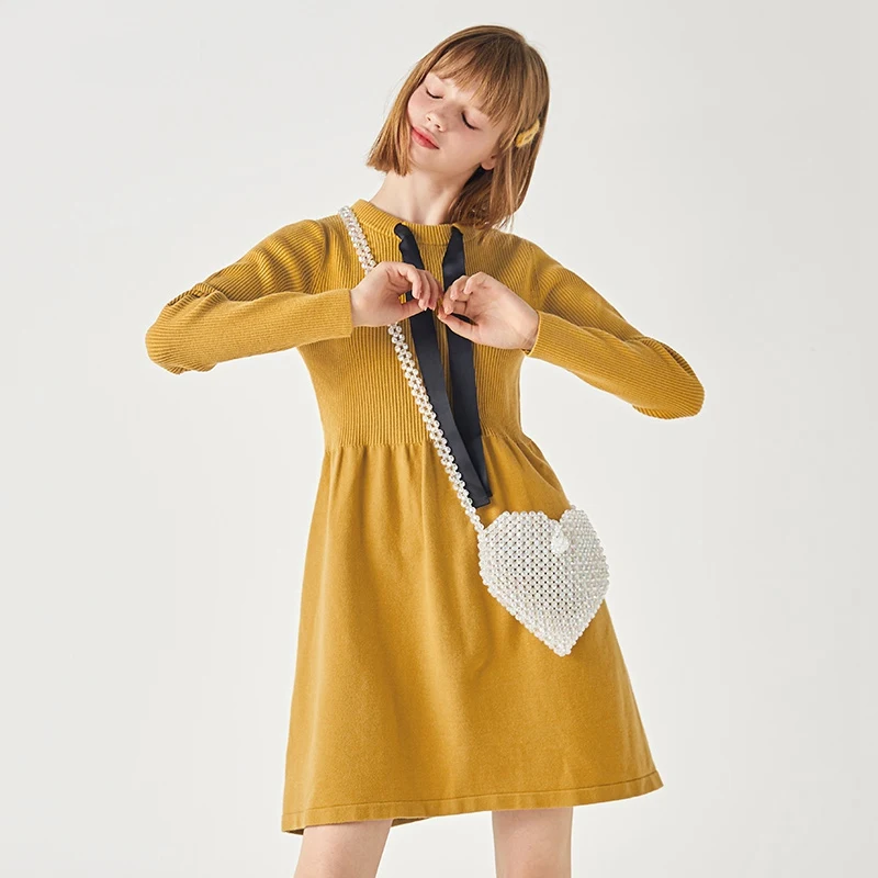 yellow Женское платье SEMIR, зима, новинка, приталенное, для похудения, модное платье, фея, супер фея, лес, вязаные, Толстые платья для женщин - Цвет: yellow