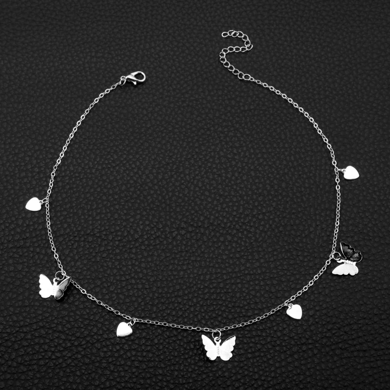 Choker Necklate Cute Small Butterfly Pendant Necklace Bohemian Style Clavicle Chain Star Heart Dangle Jewelry Gold Silver Color | Украшения