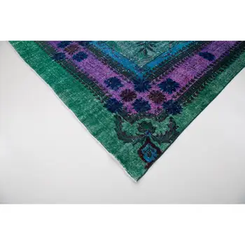 

219x326 Cm Green Handmade Over Dyed Rug-7x11 Ft