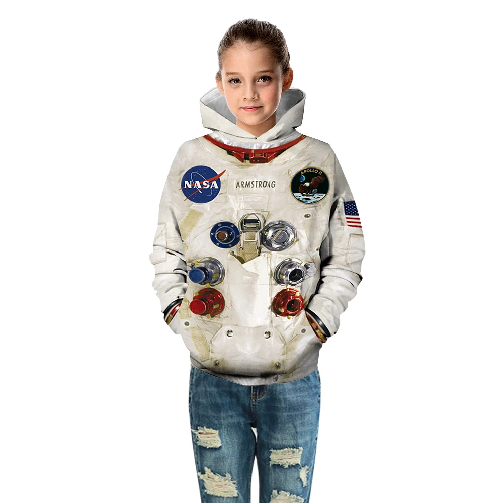 Детские толстовки с объемным принтом Spacesuit; модные пуловеры; уличная одежда; толстовки; куртки; спортивная одежда; топы;