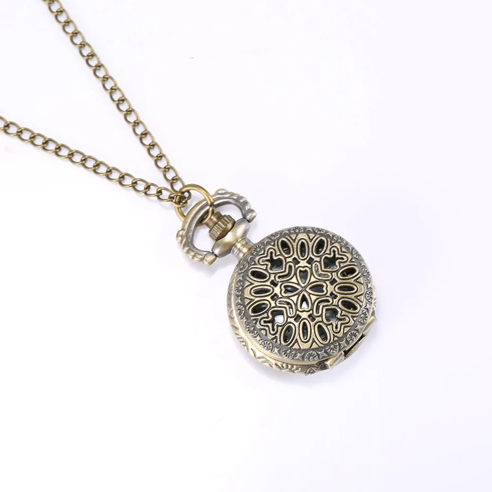Fashion Vintage Women Pocket Watch Alloy Retro Hollow Out Flowers Pendant Clock Sweater Necklace Chain Watches Lady Gift FOU99 pocket watch