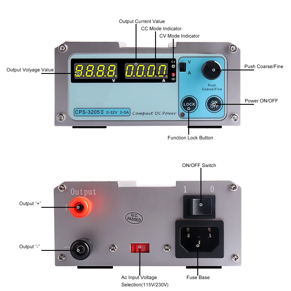 CPS 3205II DC источник питания регулируемый цифровой мини источник питания лабораторный источник питания 0.001A 32V 5A 0,01 v напряжение питания