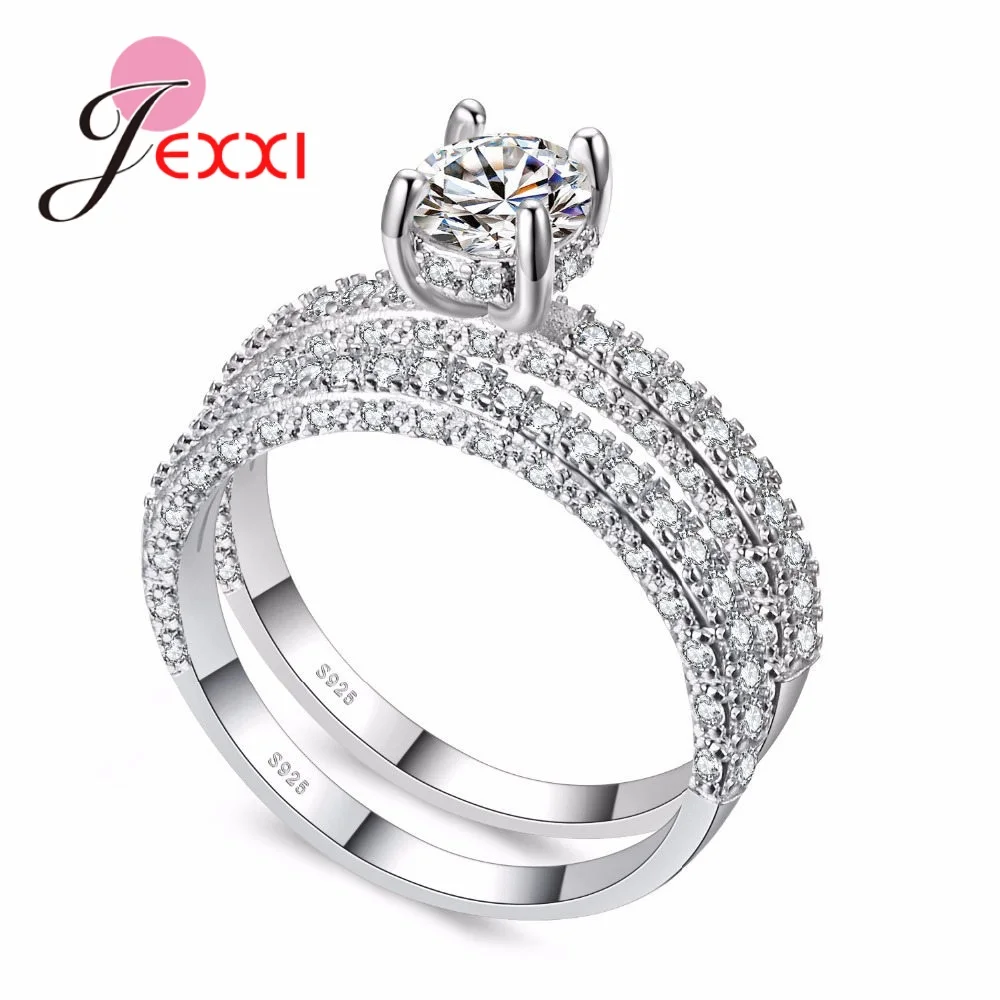 Silver Color 03 Новые модные кольца для помолвки из стерлингового серебра 925 пробы с когтями для женщин с кубическим цирконием элегантное кольцо S90 металлические украшения для свадьбы - Цвет основного камня: Silver Color 03