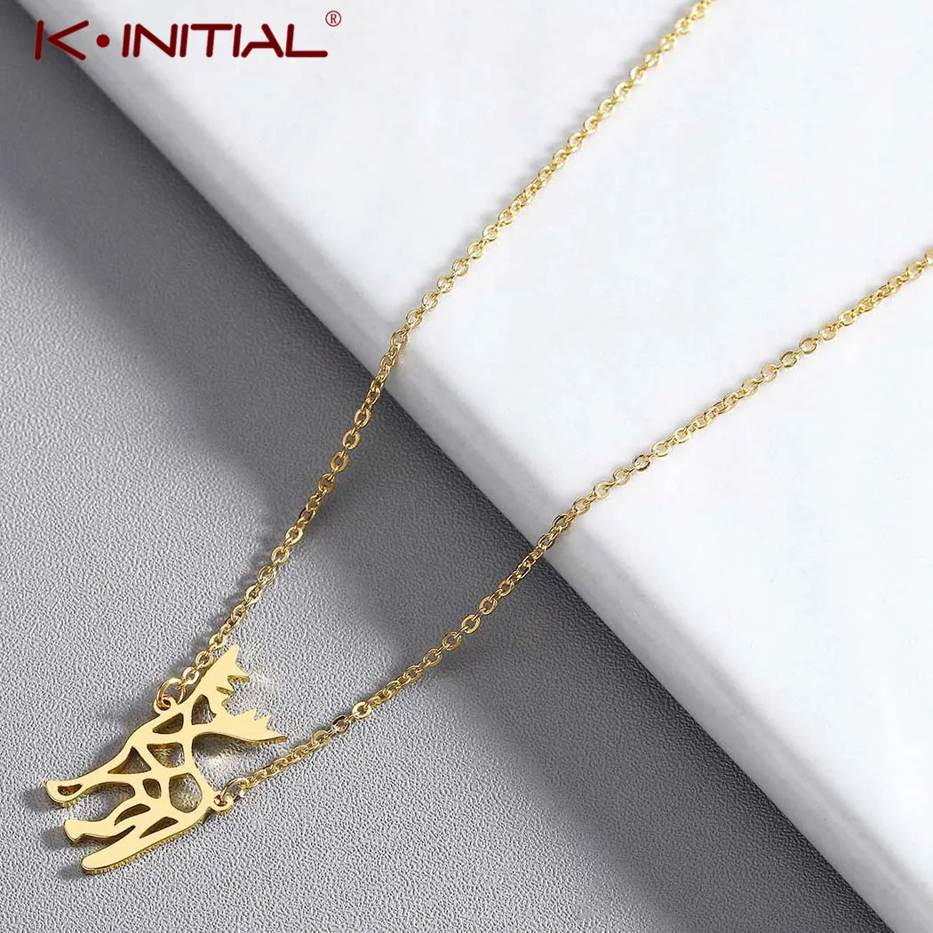 Ожерелье Kinitial из нержавеющей стали с оленем олени Очаровательные Подвески