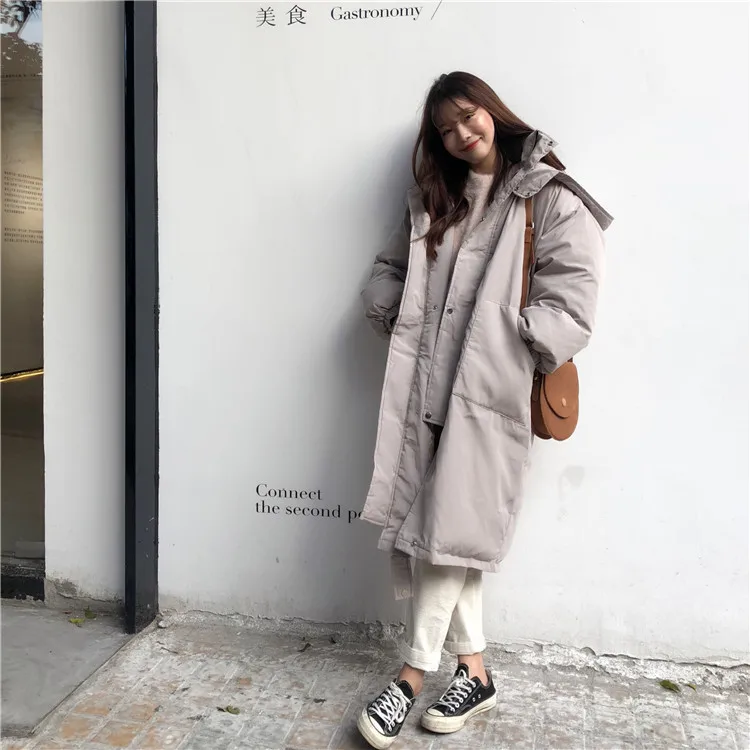 Photo Shoot Thick Couples Long Sleeve Hooded Mid-length Cotton-padded Clothes Cotton Coat