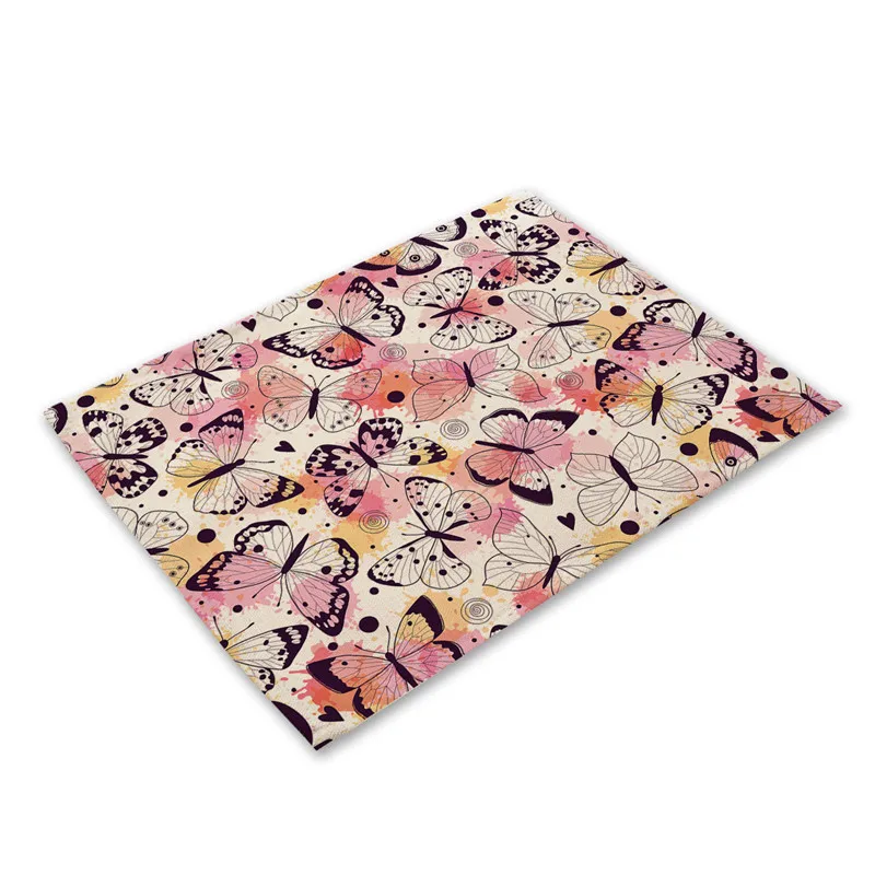 

Butterfly Pattern Table Mat Kitchen Decoration Fashion Flower Table Napkin For Wedding Table Mat Placemat Dining Accessories