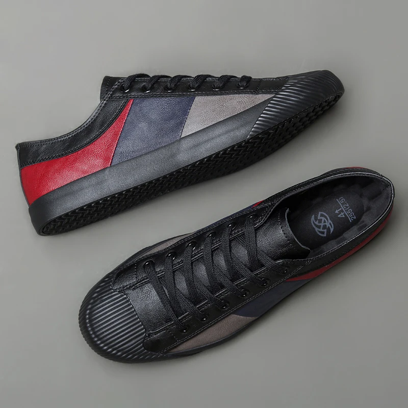 2020 New Autumn Men Casual Vulcanized Shoes British Fashion Men's Pu Leather Shoes Breathable Sneakers Men Designer Flats