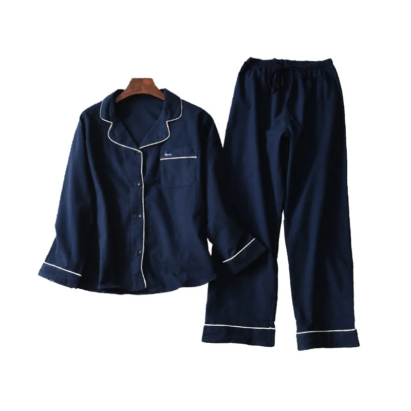 

A Generation of 2019 Autumn New Fold-down Collar Lace-up Casual Household Pajamas Suit Two-Piece Set Entity