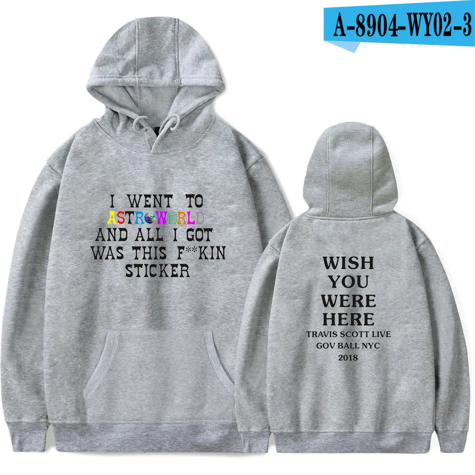 Gray ASTROWORLD мужские толстовки с принтом женские Новое поступление модные популярные толстовки с капюшоном ASTROWORLD кофты Пальто Плюс Размер Топы - Цвет: Gray
