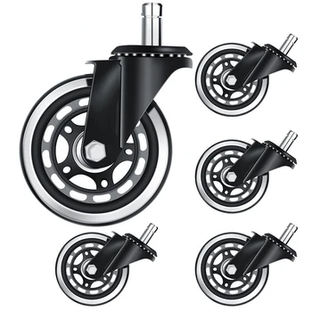 

5Pcs Office Chair Caster Office Chair Wheel Replacement 3 Inch Game Chair Universal Wheel Soft Safe Rollers(10X22)