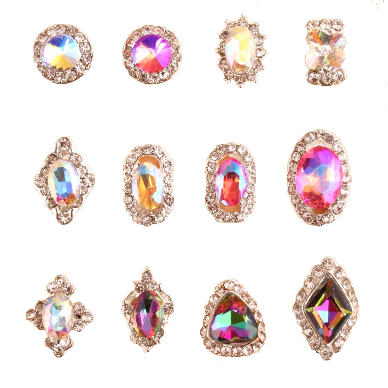 

50pcs Nail Art Gems Rhinestone Jewelry 12-Style Non-Hotfix Gems Rainbow Crystal Stone For Nails Art Accessories DIY Decor Gem kj