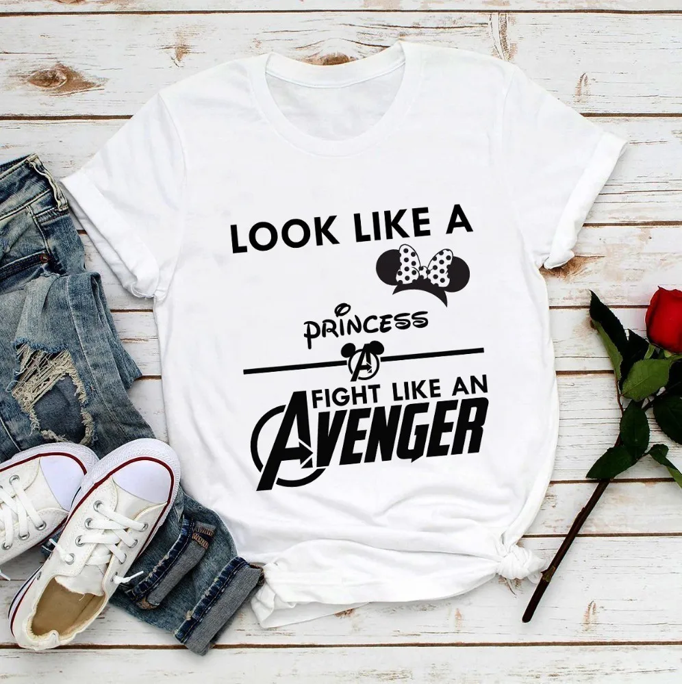 Забавная футболка с надписью look like a princess fight avenger женская летняя Новинка белая