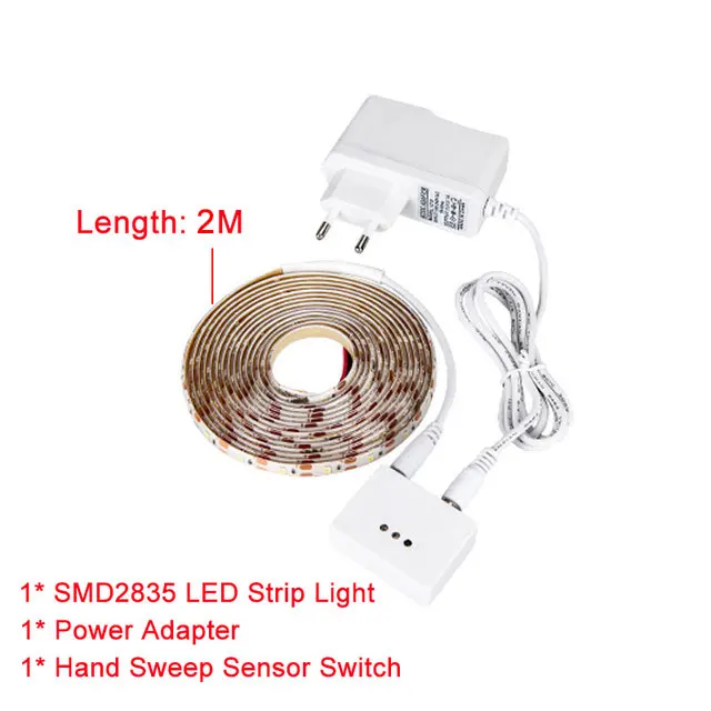 Светодиодный светильник с регулируемой яркостью, водонепроницаемый светильник для кухни под шкаф, ручной переключатель, боковая лампа с датчиком движения, ночной Светильник для шкафа - Цвет: Hand Sweep Set 2M