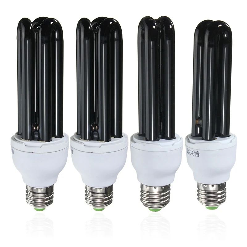 Black Light Bulbs UV Disinfection Lamp UV Sterilization Lamp E27 UV Light Bulb 15W 20W 30W 40W Straight Low Energy Ultraviolet Fluorescent Black Light CFL Violet Lamp AC 220V