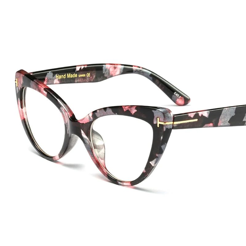 Роскошные негабаритные оправа для очков в стиле кошачьи глаза женские новые модные корейские стильные очки женские прозрачные очки oculos de sol feminino - Цвет оправы: C3 Flower Clear