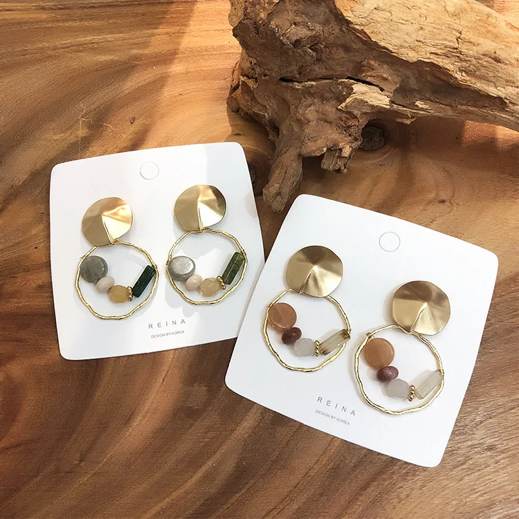 2019 S925 Fashion Korean Natural Stone Earrings for Women Unique Simple Ball Beaded Big Dangle Drop Earring Party Charm Jewelry 2019 S925 Fashion Korean Natural Stone Earrings for Women Unique Simple Ball Beaded Big Dangle Drop Earring Party Charm Jewelry