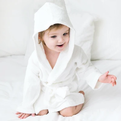 CYSINCOS/детская одежда для сна; банные халаты с капюшоном; ночной халат; пижамы для маленьких мальчиков и девочек; длинный хлопковый Халат; детская одежда - Цвет: white
