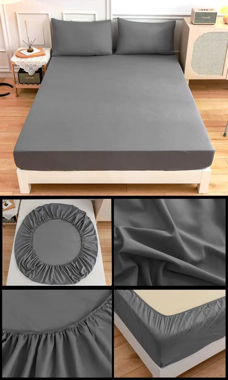 Description Picture 6 of itemNew Product update,1pc 100%Polyester Solid Fitted Sheet Mattress Cover Four Corners With Elastic Band Bed Sheet(no pillowcases)