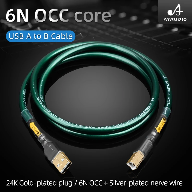Silver Plated Hifi Usb Cable 6N OCC A-B C-B cable Type DAC Decoding Data Cable USB