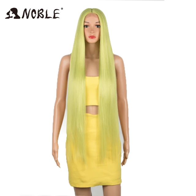 Noble Lace Wigs For Black Women Straight Wig Synthetic Lace Wig 38 Inch Ombre Blonde Lace Wig  Cosplay Synthetic Lace Wig QT LEMON2