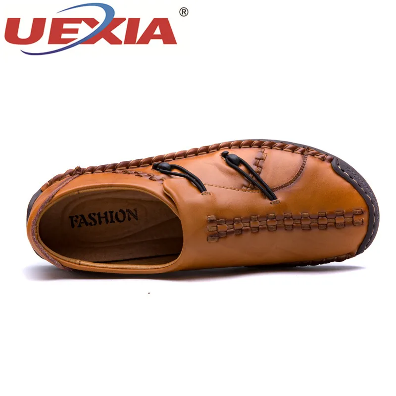 UEXIA кожаные лоферы ручной работы; Мокасины без шнуровки; кроссовки на плоской подошве; повседневная мужская обувь высокого качества; Мужская обувь для взрослых