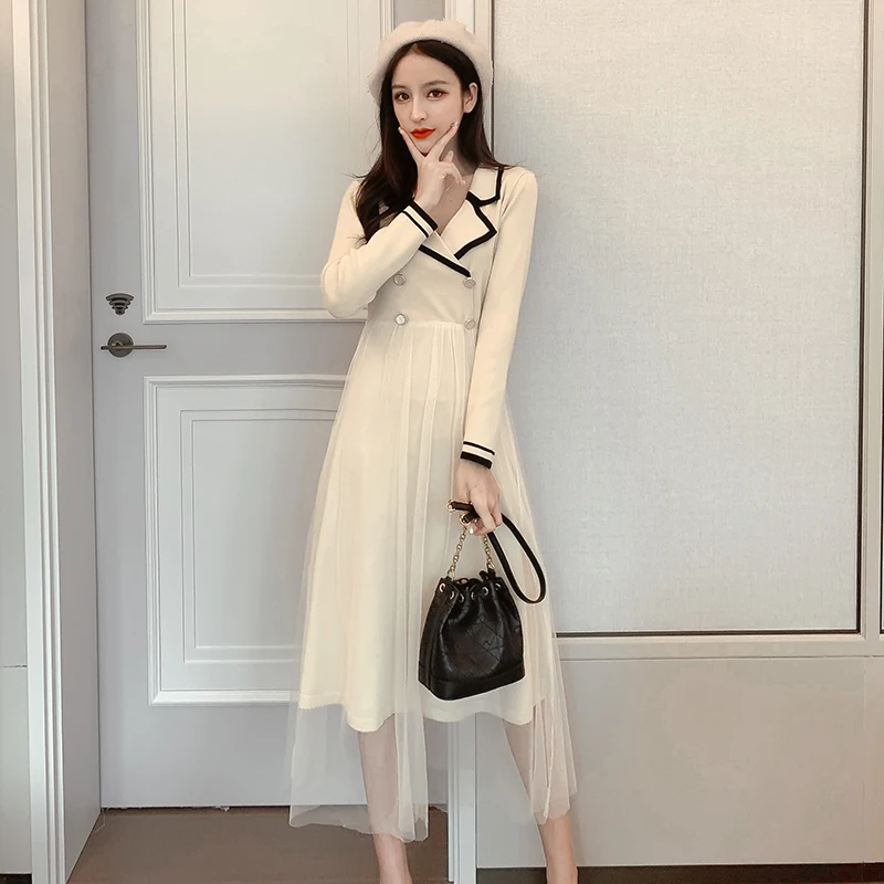 20 осенний маленький аромат стиль супер фея сетка шить средней длины выше колена с