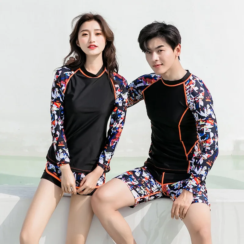 Пара rashguards Купальник для женщин девушки купальный костюм корейские Купальники костюм для серфинга для плавания для любителей серфинга с длинными рукавами для серфинга