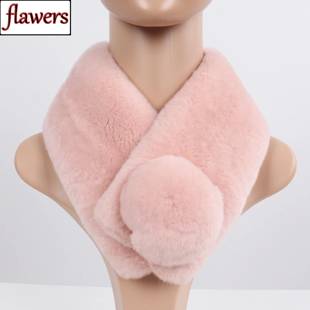 Зимний женский шарф Pull Pelt натуральный настоящий мех кролика теплый мягкий натуральный меховой шарф женские качественные шарфы из кроличьего меха