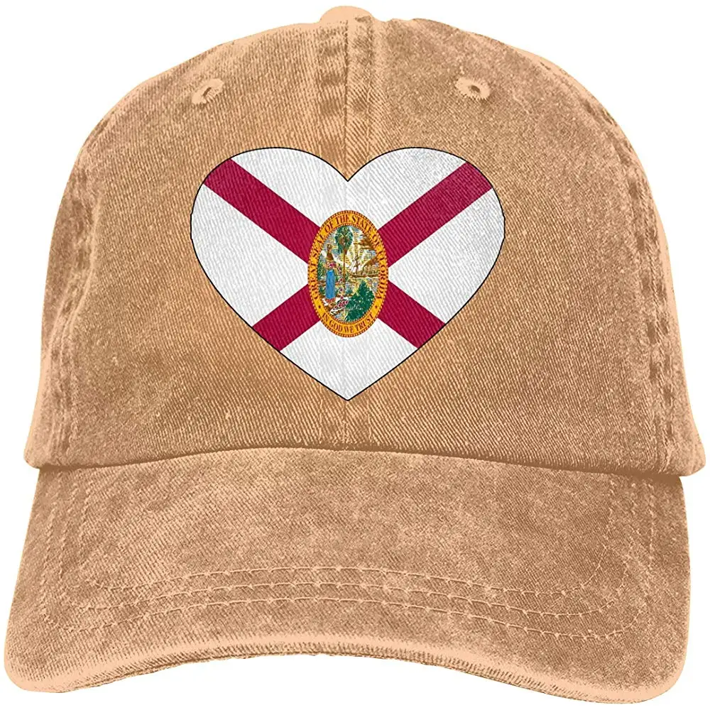Мужская/Женская Регулируемая джинсовая бейсболка с флагом Флориды, бейсболка в форме сердца