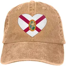 Мужская/Женская Регулируемая джинсовая бейсболка с флагом Флориды, бейсболка в форме сердца