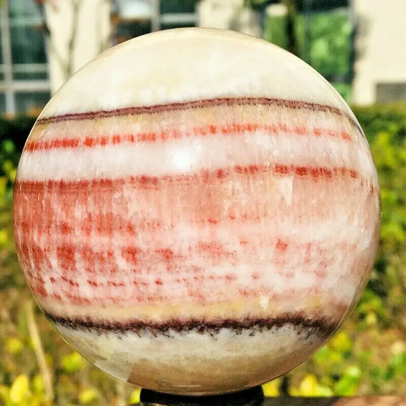 

Natural Rhodochrosite Crystal Ball, Quartz Mineral Healing