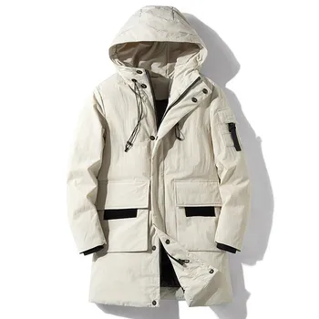 

Mens Thicken Warm -30 Degree Winter Down Jacket Men White Duck Down Parkas Coat Male Mid-length Hooded Big Pockets Snow Overcoat