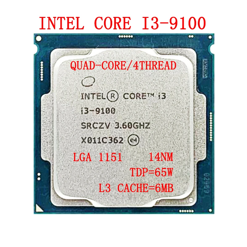 US $197.01 Intel Core i39100 Processor i3 9100 6M cache up to 420 GHz14nm65WLGA 1151 QuadCore Desktop CPU Support DDR42400