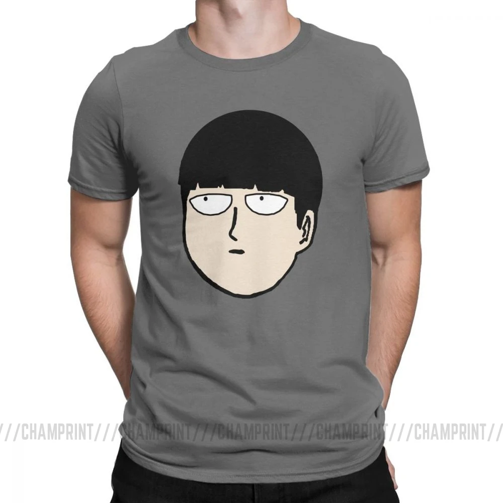 Mob Psycho 100, мужские футболки из чистого хлопка, креативная футболка с круглым воротником, футболки с коротким рукавом, одежда в подарок - Цвет: Темно-серый