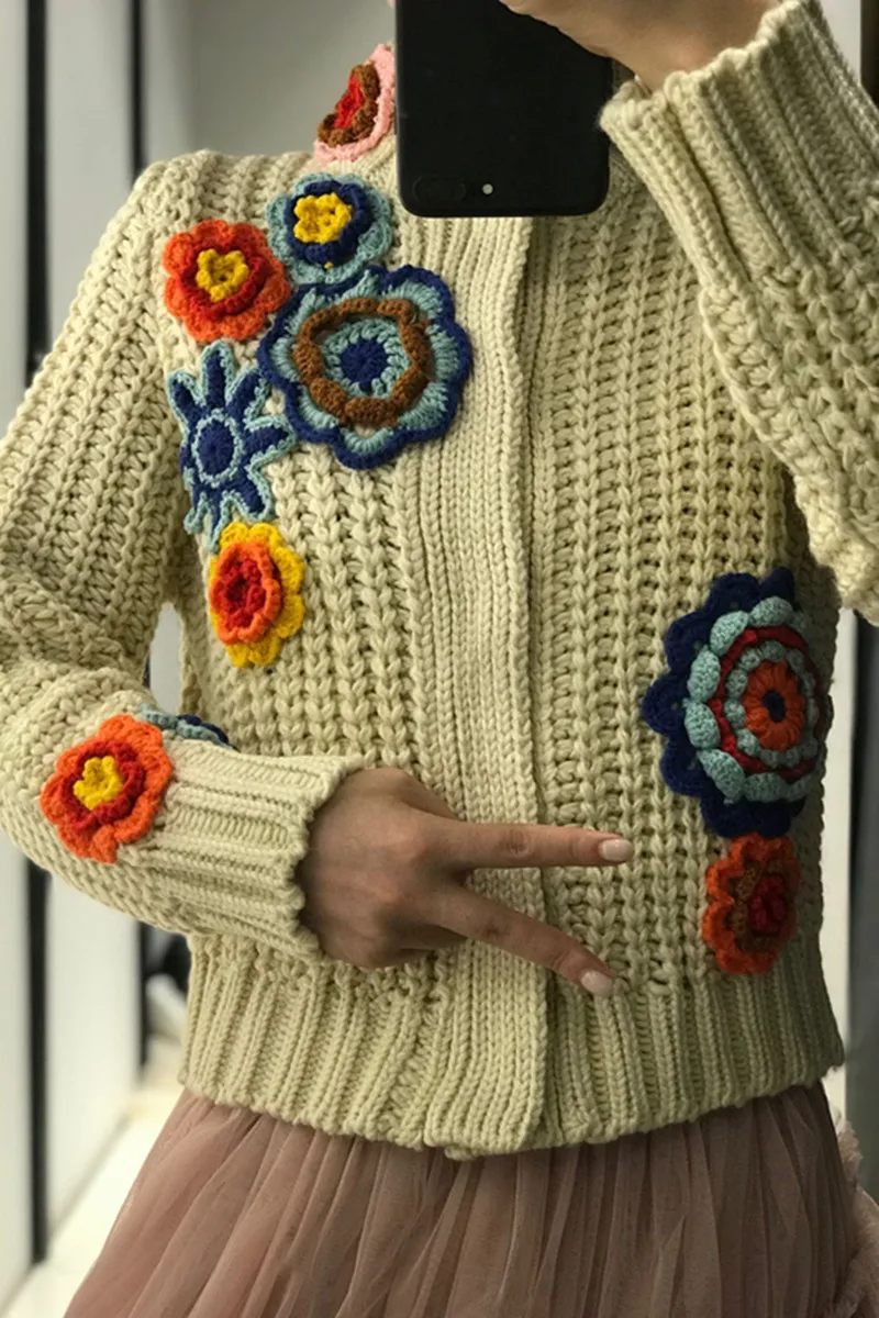 Кардиган Feminino шерсть Новое пончо настоящая вышитая абзац женский Женская Двойная Цепочка звено забор воротник японский