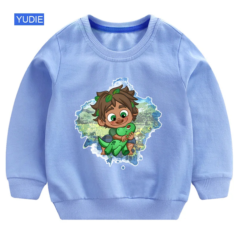 sweatshirt blue Детские свитера для детей с капюшоном и динозавром из мультфильма Забавные топы для модниц в белом и осень Толстовка Одежда для мальчиков 6 лет, Новое поступление, модная одежда 3T - Цвет: sweatshirt blue