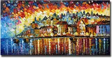 

Hand Painted On Canvas 3D Warm Color Island Modern Oil Painting Texture Wall Art Deco No Framed Suit For Living Room